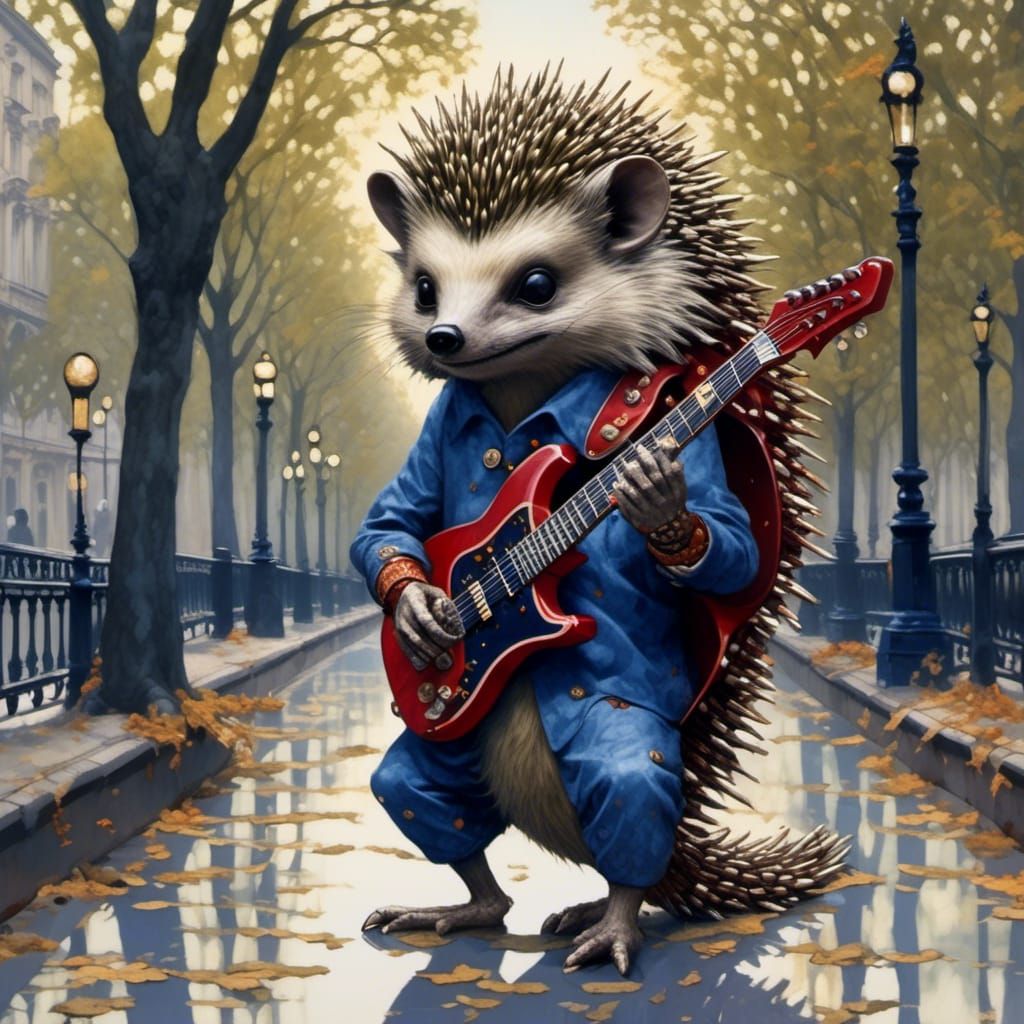 Cyborg Hedgehog Guitarist Rocks Paris