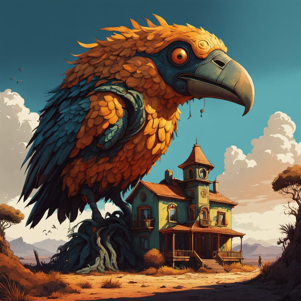 Surreal Casa Encantada Birdhouse in Vibrant, Hyper-Realistic...