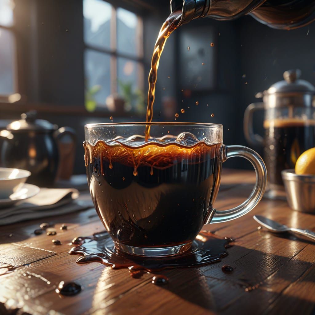 Giant Mug of Coffee with Oil Drip Effect