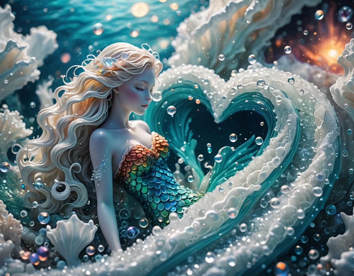 Ethereal Aquatic Fantasy: Foam in Crystalline Water