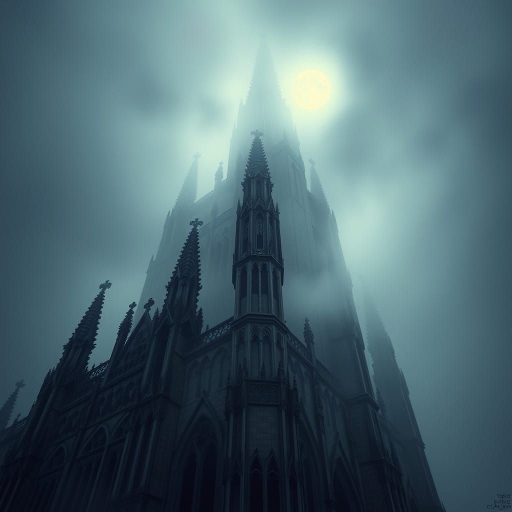 Gothic Cathedral in Dark Romanticism Style