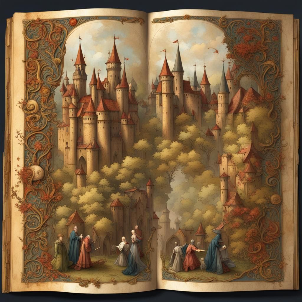 Illuminated Manuscript Page with Medieval Style