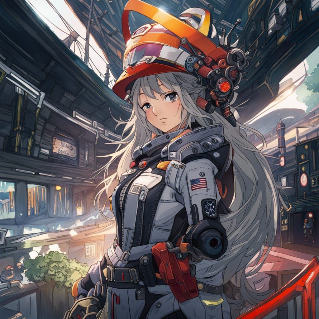 Anime Dragon Astronaut Portrait in Watercolor Style