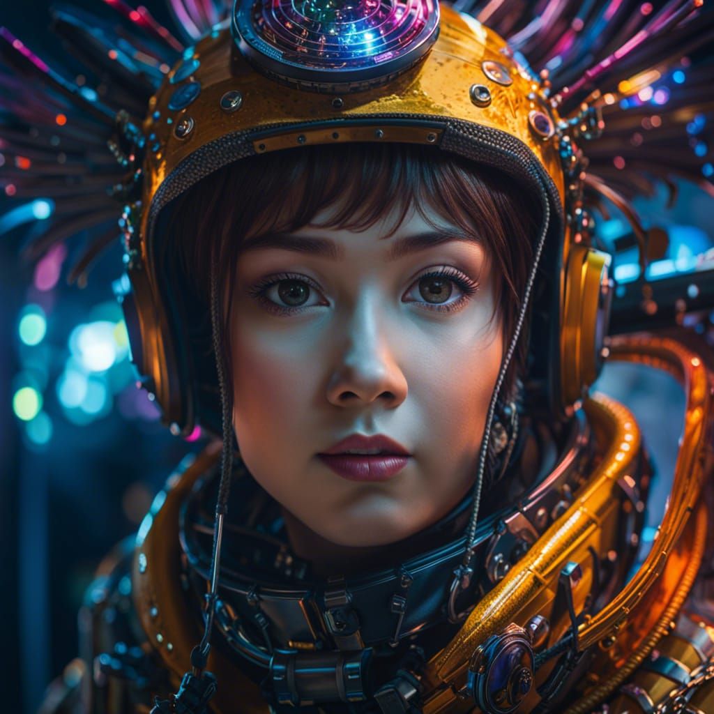 Anime Dragon Astronaut Portrait in Watercolor Style