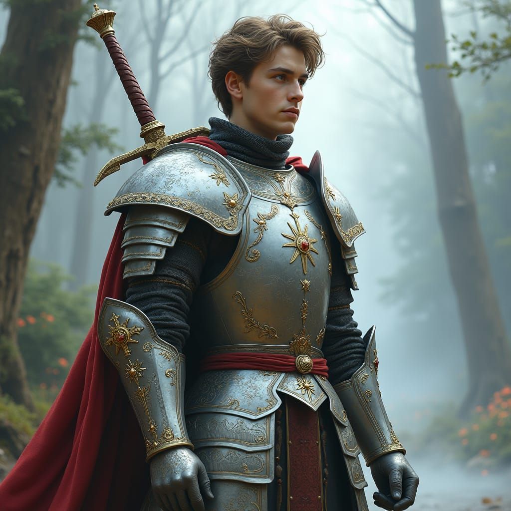 Mystical Prince in Ethereal Landscape, Fantasy Art