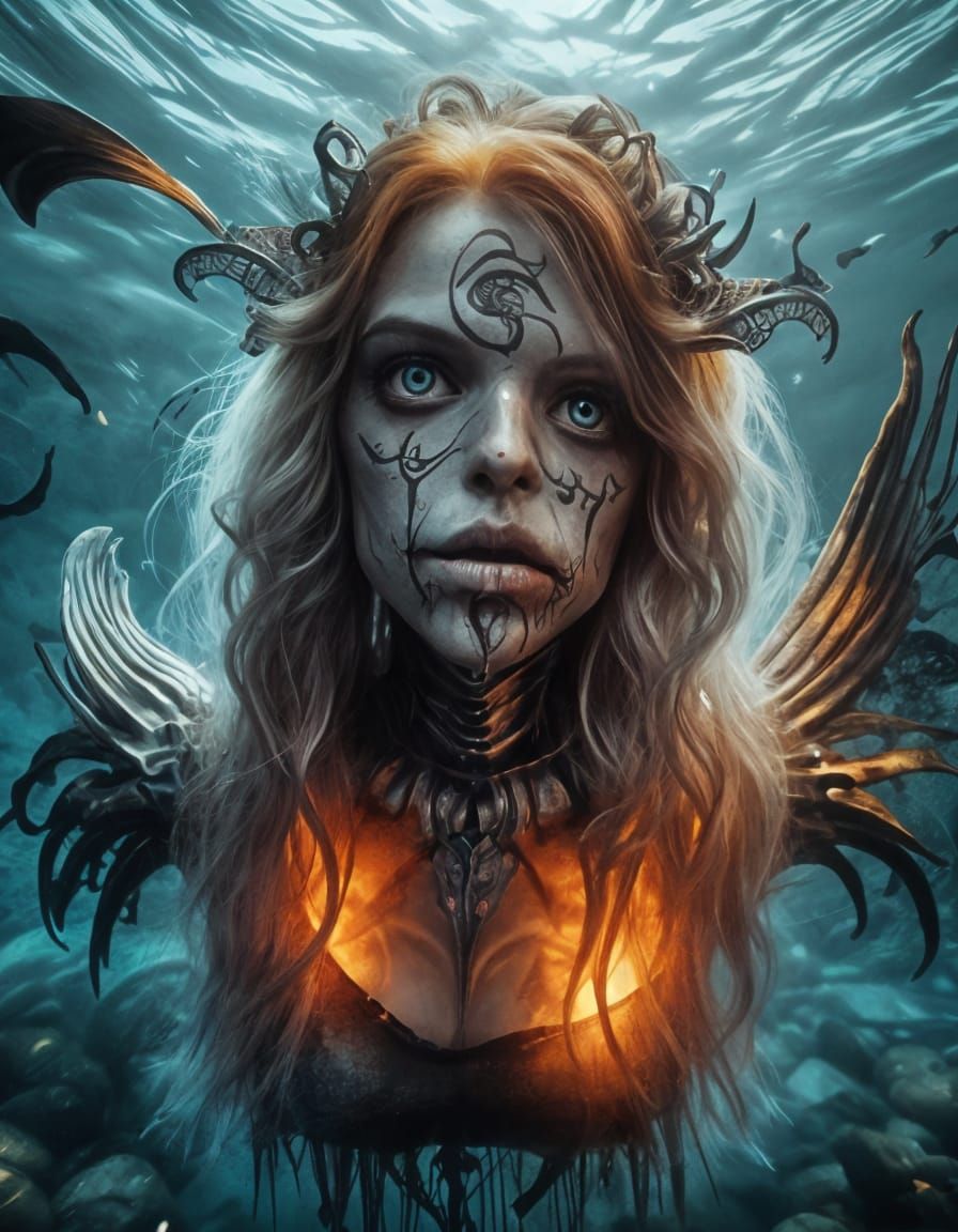 Spooky Halloween Mermaid with Bone Armor