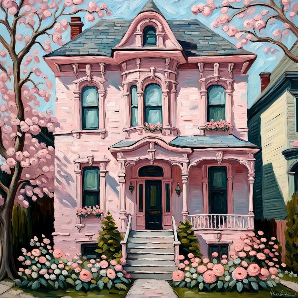 Impasto Painted Victorian Home with Baroque Flowers