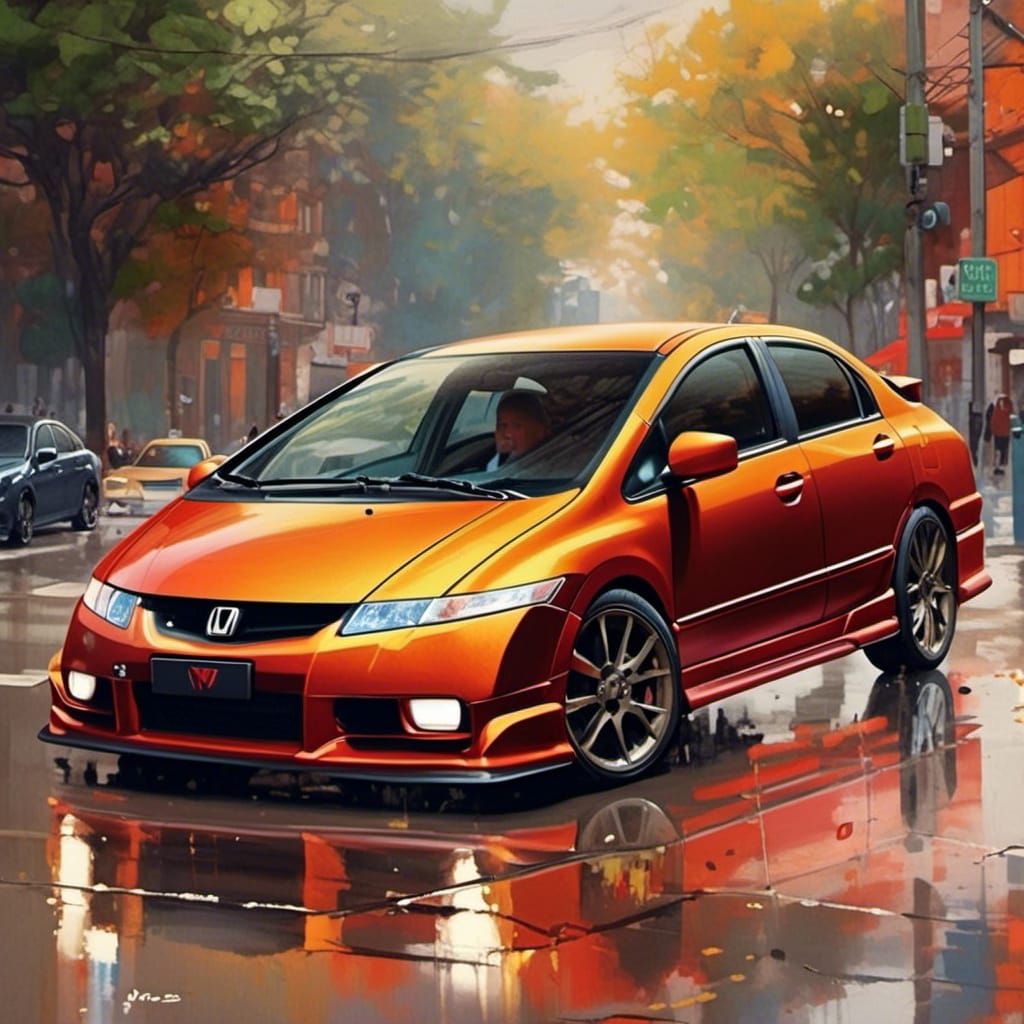 Hyperrealistic 2006 Honda Civic Type S Splash Art
