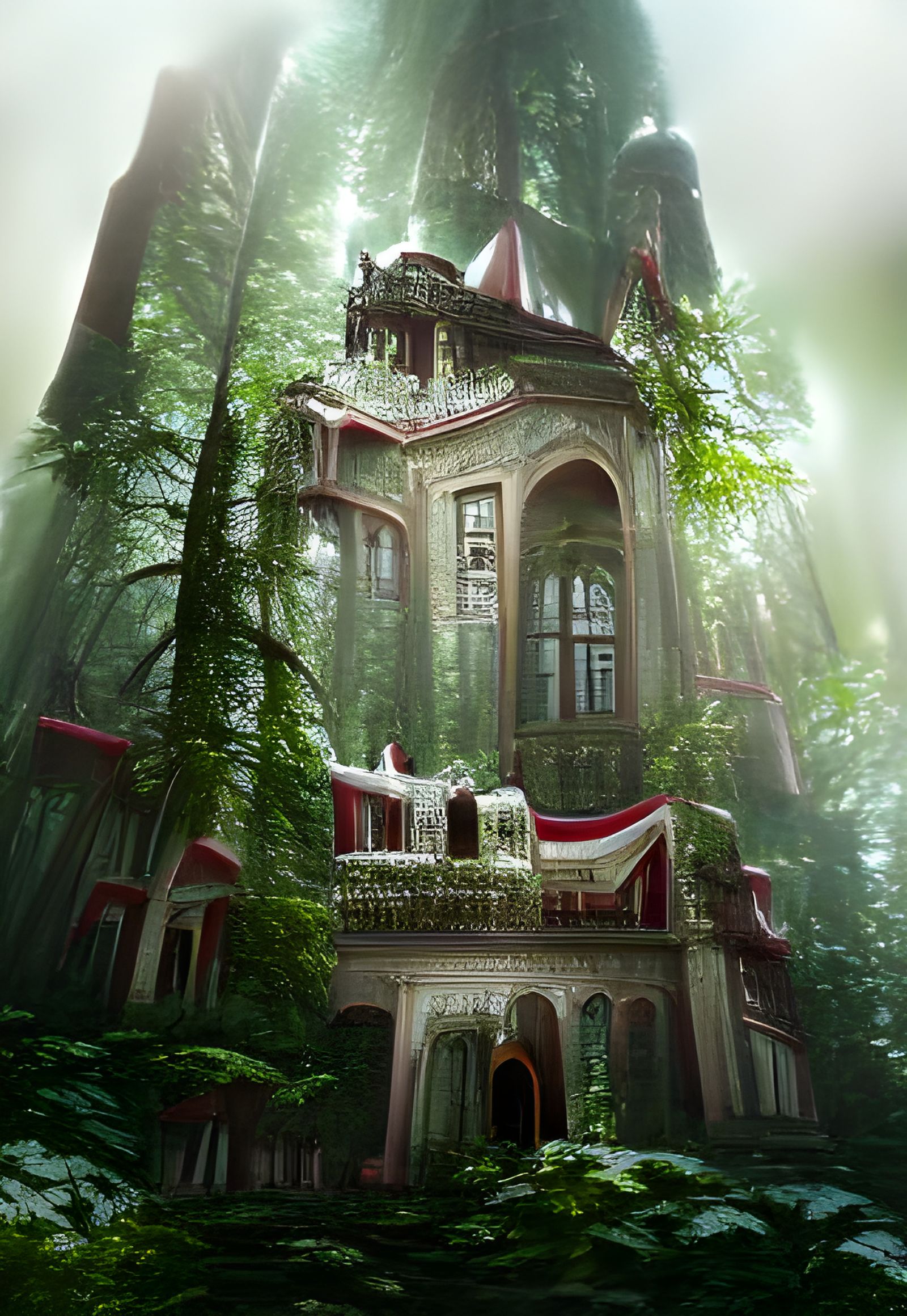Forest Palace: Holographic Astral Illustration