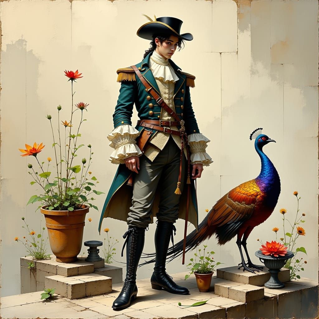 Elegant Musketeer and Pheasant Dreamscape