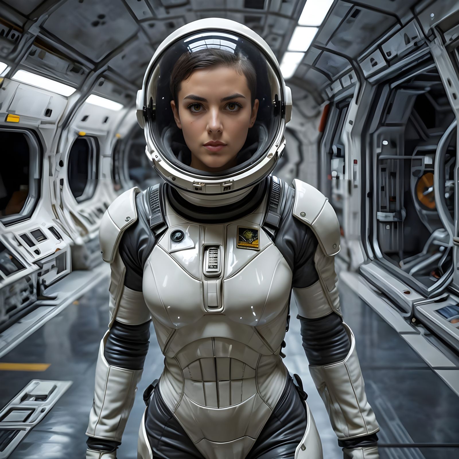 Serious Space Explorer in Detailed Spacesuit