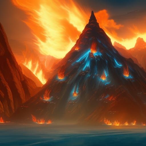 Fiery Avatar Landscape: Detailed Matte Painting