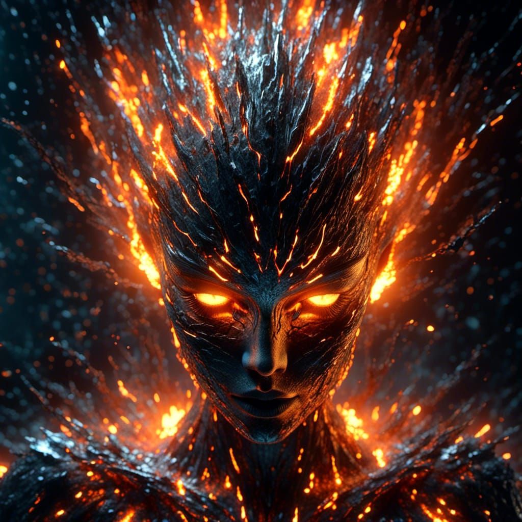 Molten Metal Ballerina Dancing in Fiery Sparks