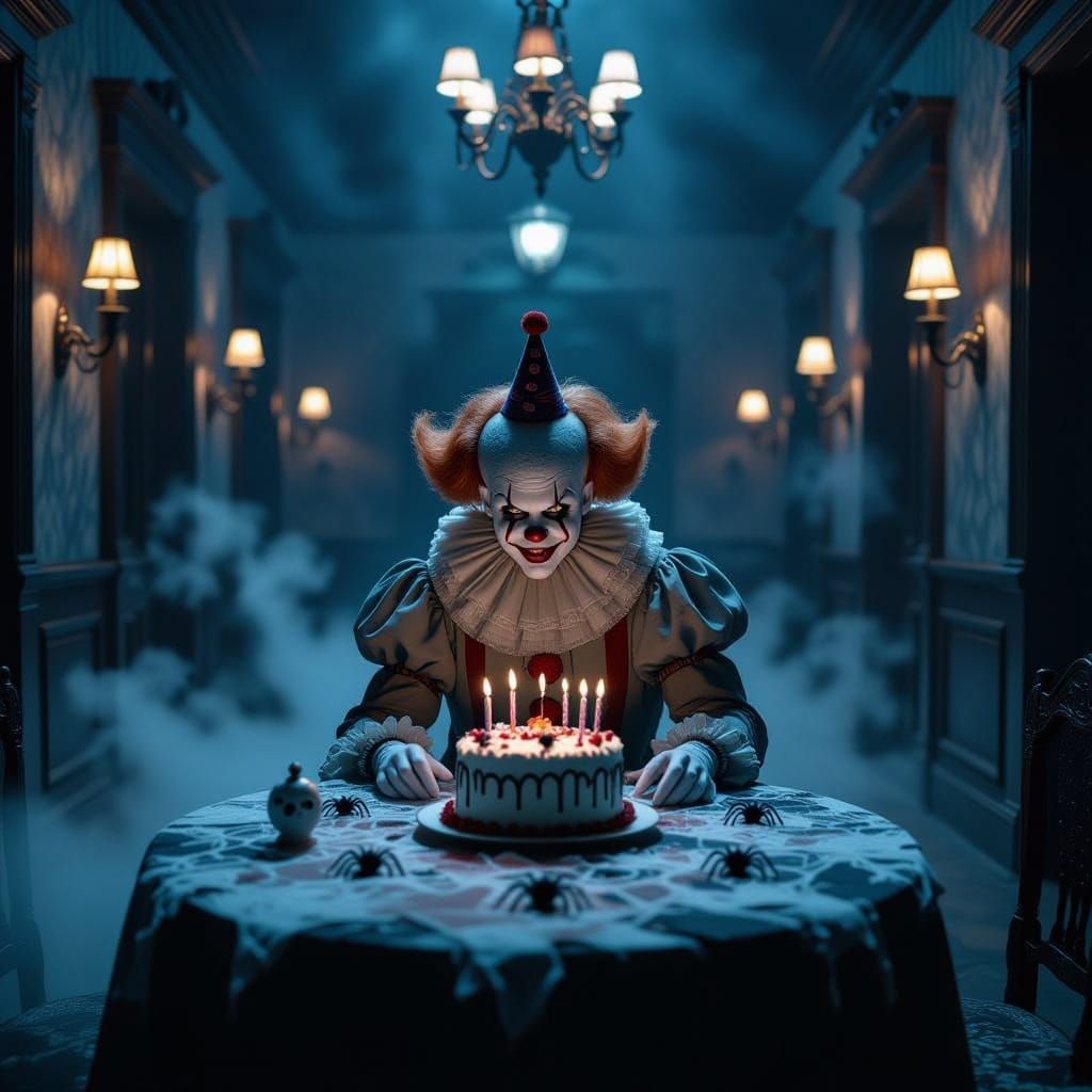 Ghostly Clown Haunts Gothic Hall Birthday Party