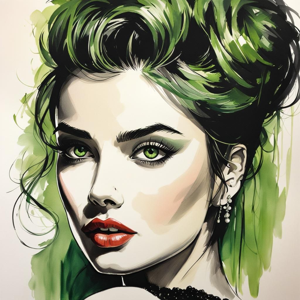 Modern Charcoal Portrait of a Beautiful Woman