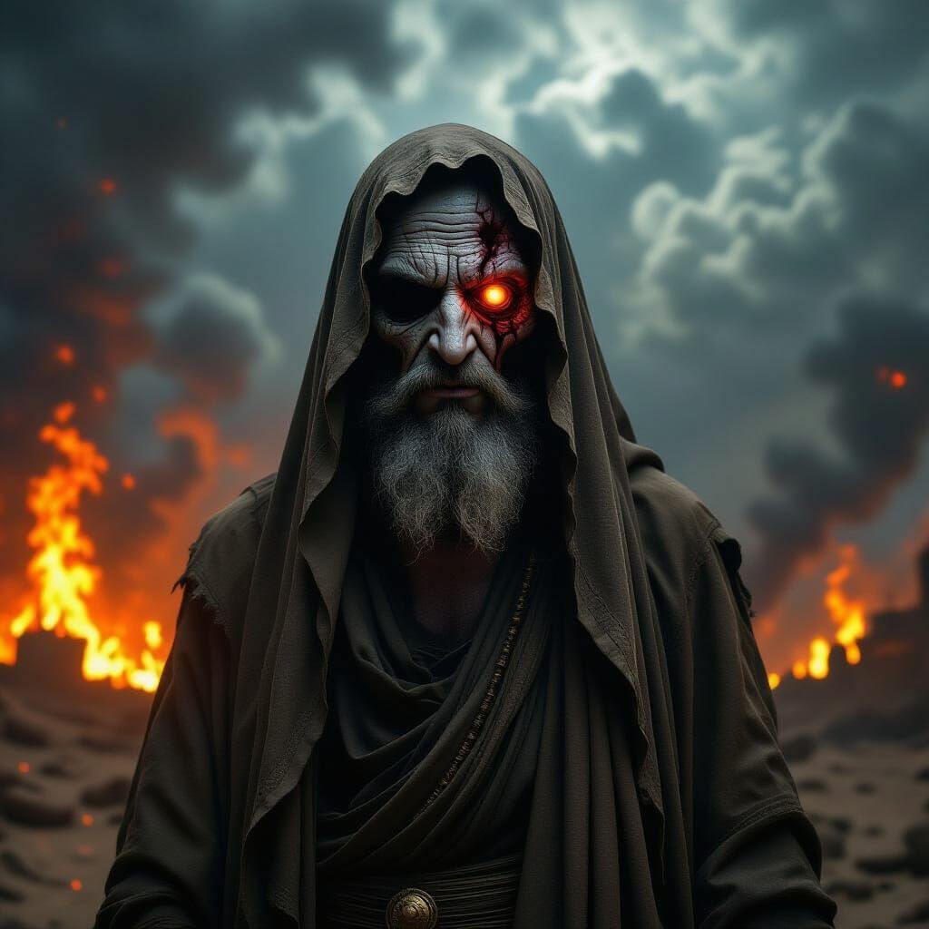 Dramatic Portrait of Al-Dajjal in Dark Fantasy Style