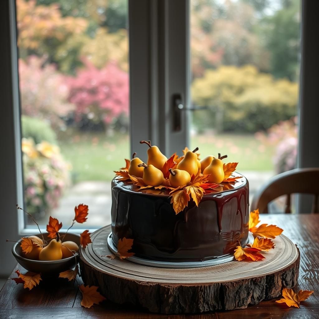 Opulent Birthday Cake with Marzipan Pears