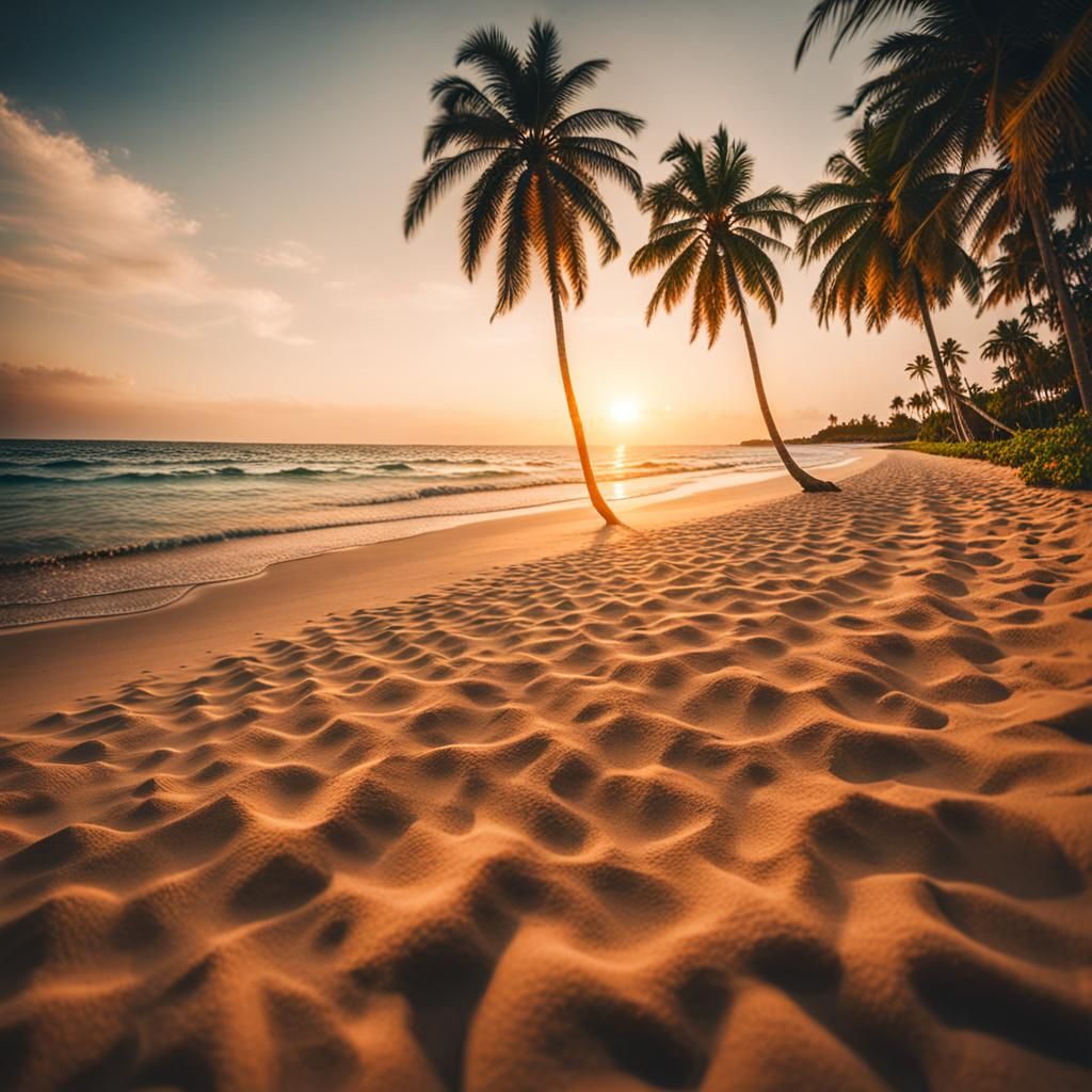Tropical Beach Sunset: Wide-Angle Professional Photography