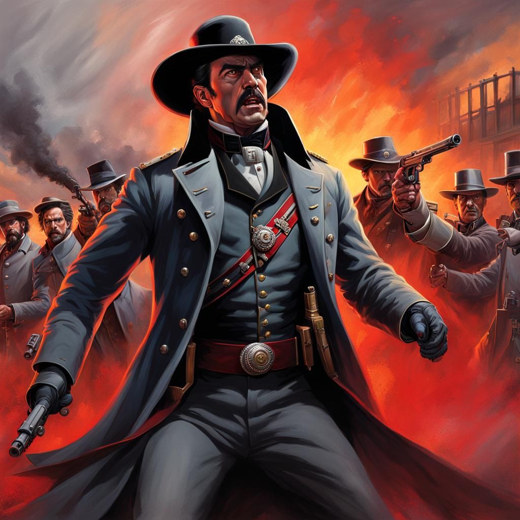 Confederate Officer Dracula Battles Ghouls: Hyperrealistic C...