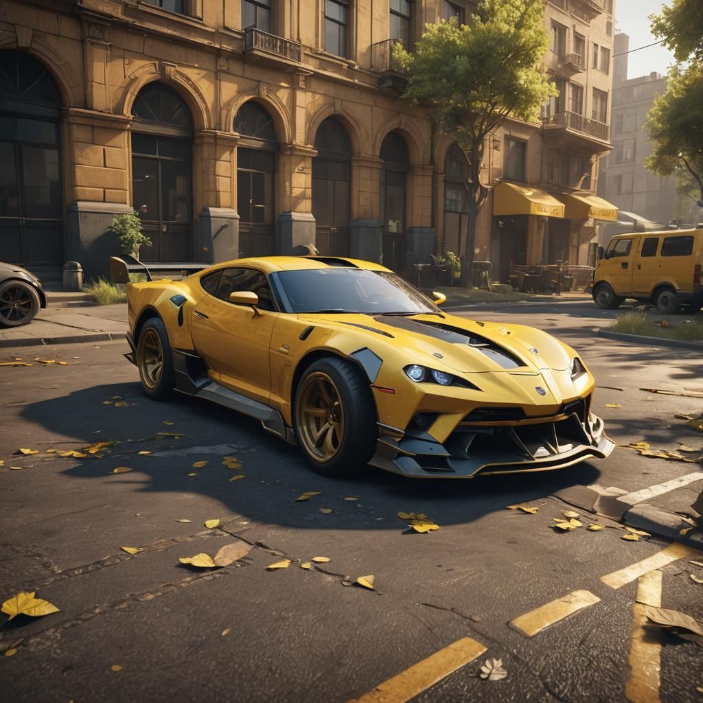 Yellow 1999 Corbin Sparrow in 3D Game Style