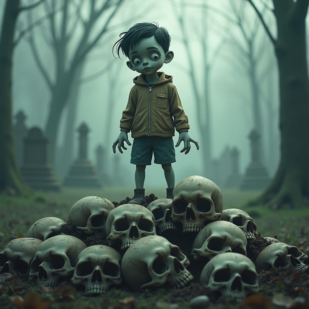 Zombie Boy on Skulls, Skottie Young Style