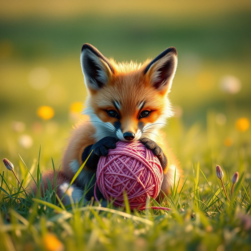 Fox Cub's Meadow Adventure: A Digital Masterpiece