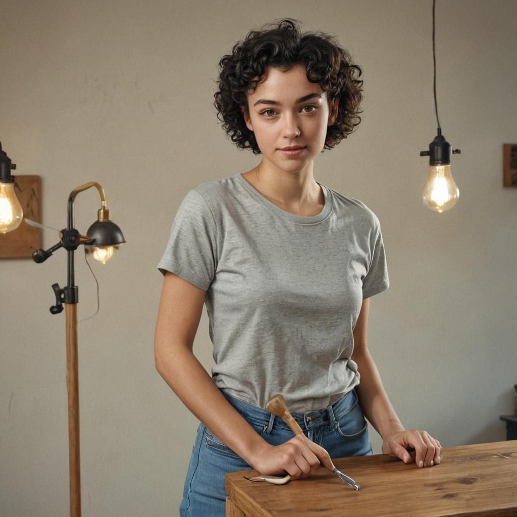 Woman with Crutches in Antique Store, Digital Art