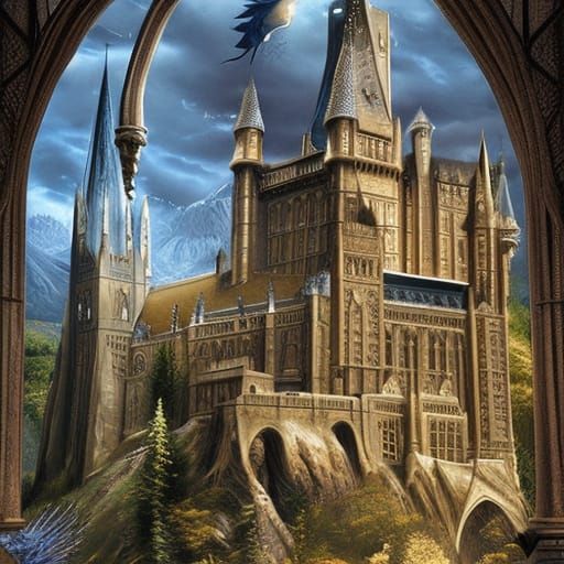 Magnificent Hogwarts Landscape in Detailed Matte Painting