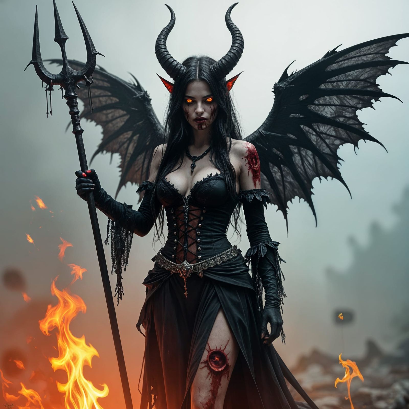 Rotting Zombie Devil Fairy with Flames