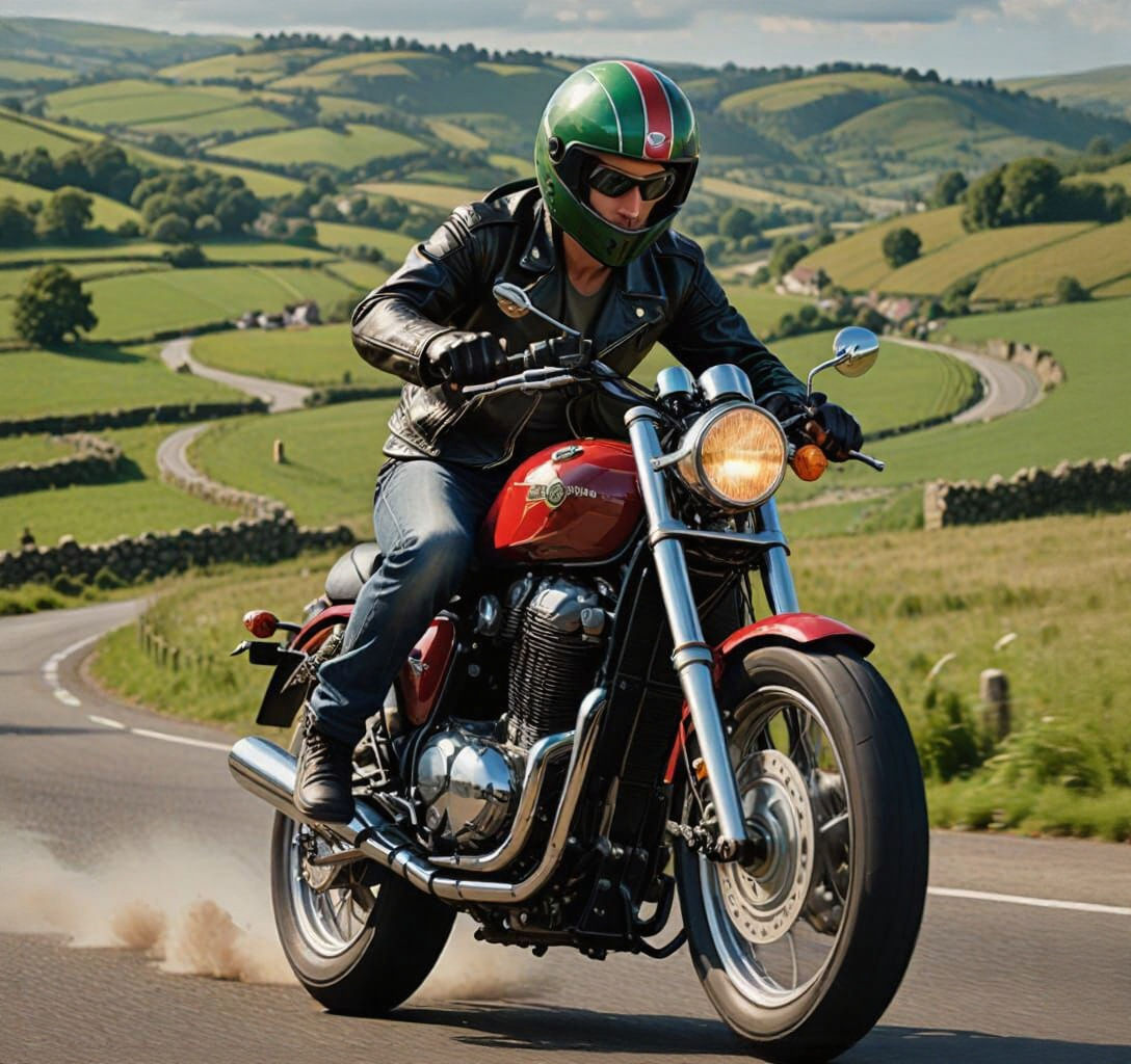 Man Rides Motorcycle Through Somerset, England
