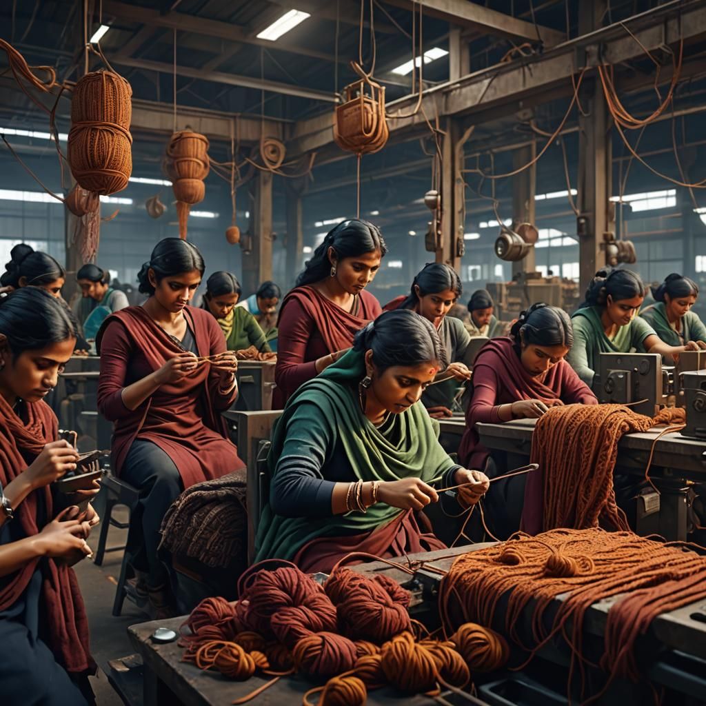 Indian Women Knitting the Internet: Fantasy Concept Art