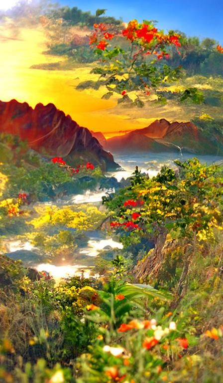 Vibrant Sunrise Vista Seascape in Golden Light