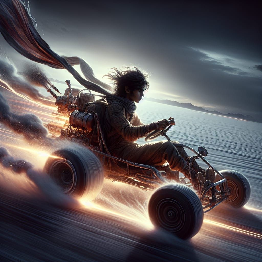 Boy's Thrilling Go-Cart Race on Salt Flats