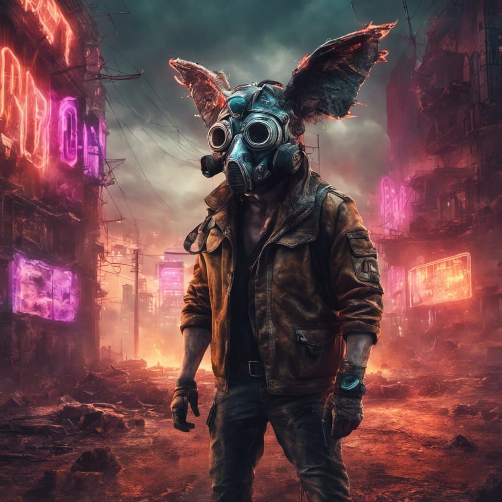 Mutant Animal in Post-Apocalyptic Neon City