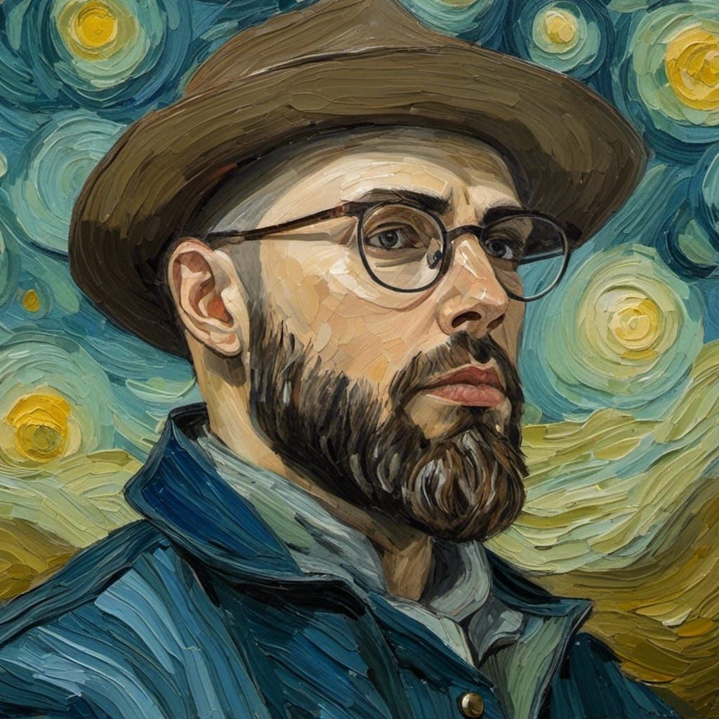 Impasto Self-Portrait in Van Gogh Style