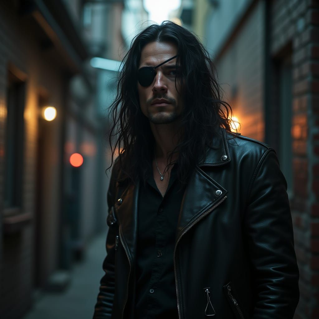 Mysterious Figure in Leather Jacket