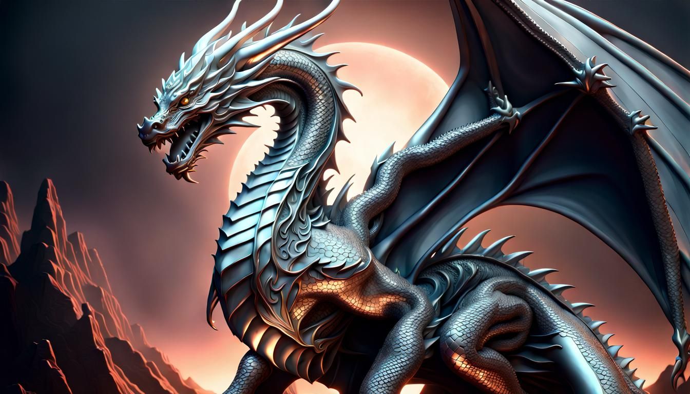 Colossal Silver Dragon God in Detailed CGI
