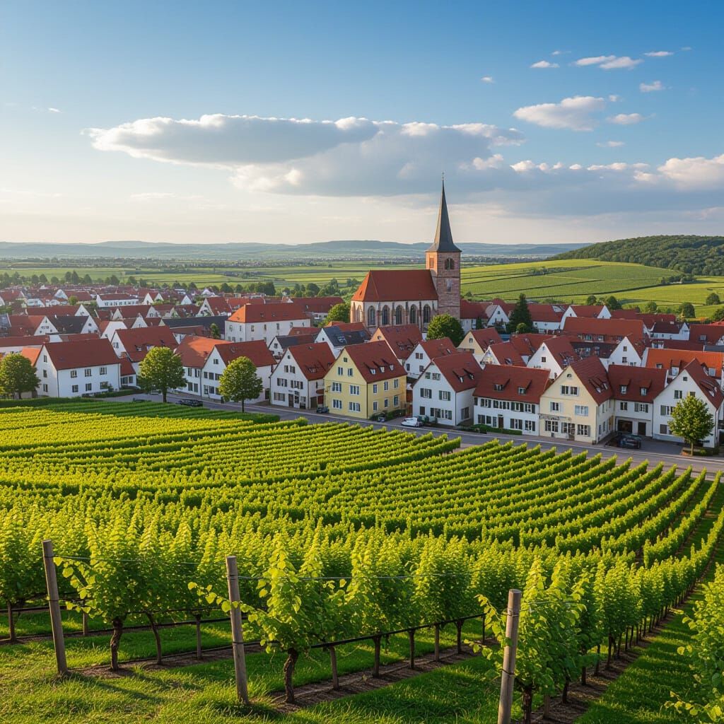 Idyllic Wine Village Scene in Palatinate