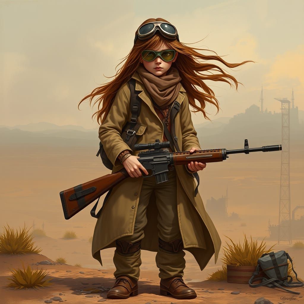Nomadic Child Warrior in a Gritty Post-Apocalyptic Wasteland