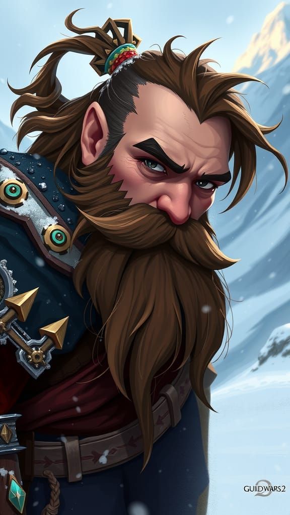 Stout Dwarf Paladin in Snowy Mountains