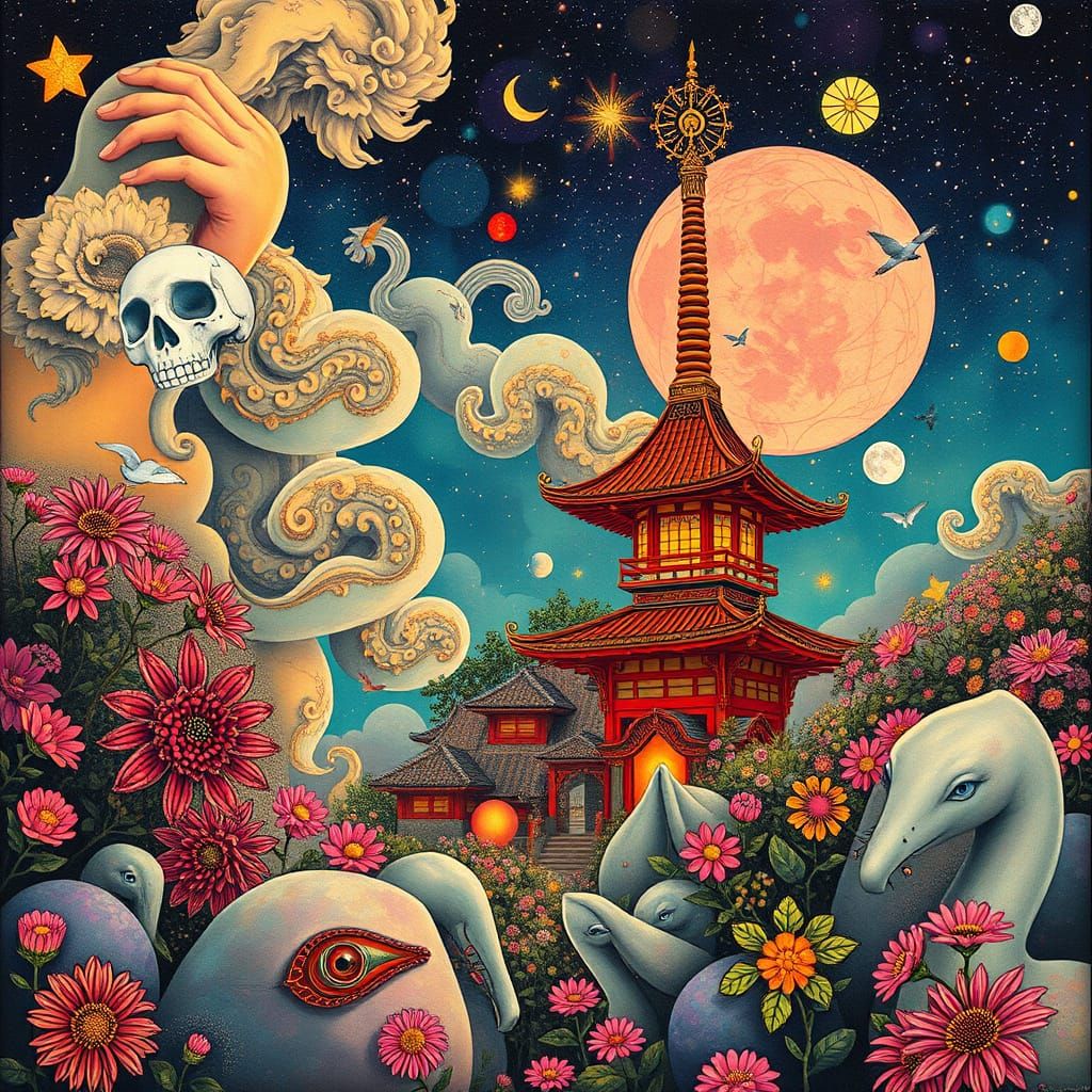 Harmonious Fusion of Art Nouveau, Pop Art, and Futurism