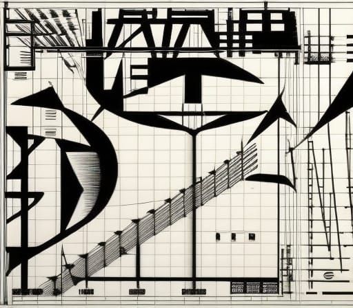 Ornate Experimental Music Notation in Black and White