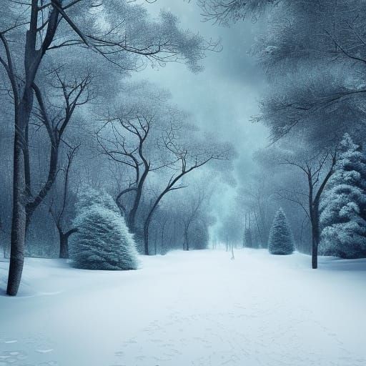 Winter Wooded Landscape: Digital Matte Painting