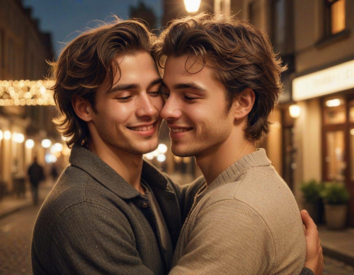 Romantic Embrace in Golden Light: A Digital Painting