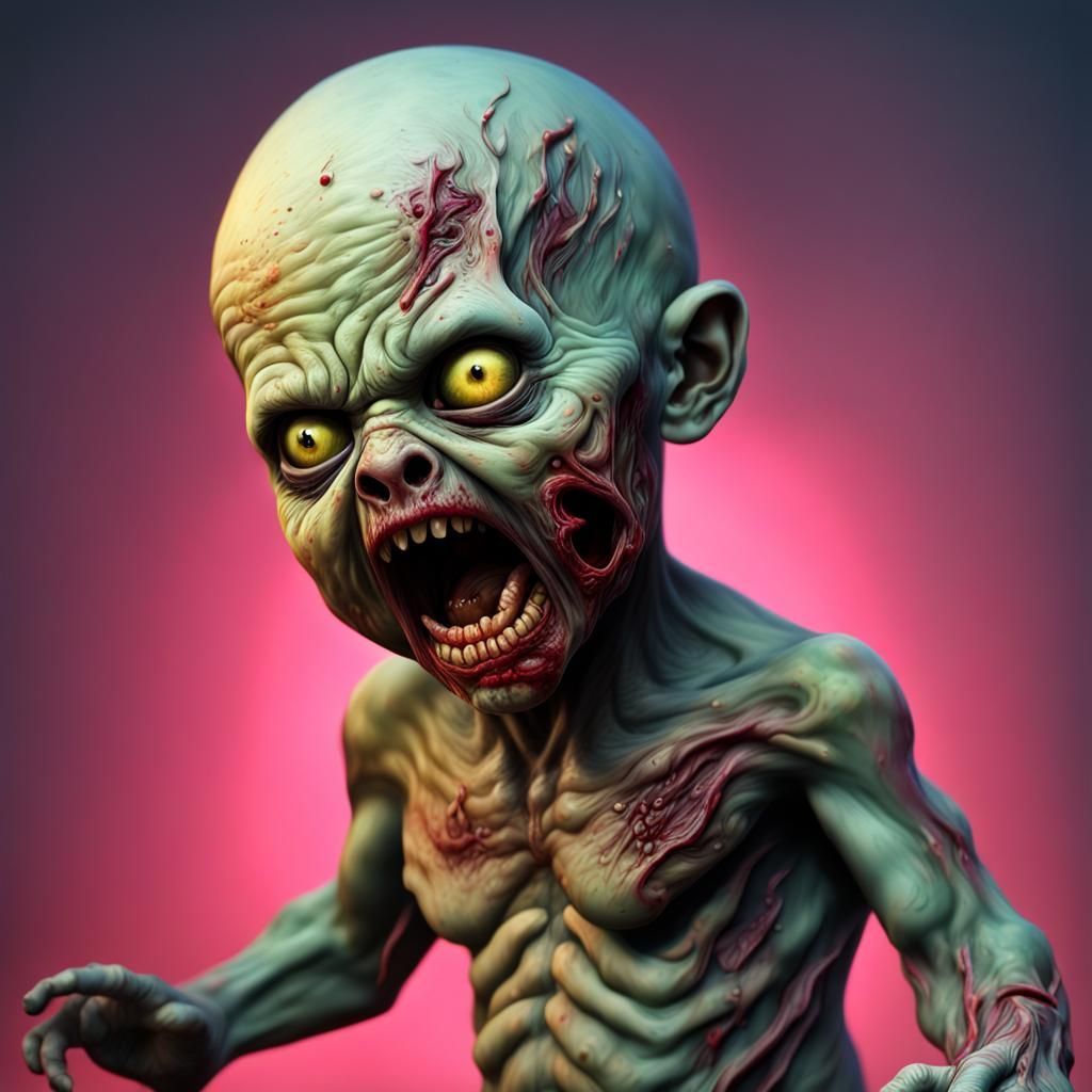 Hyperrealistic Mutant Zombie Baby Concept Art