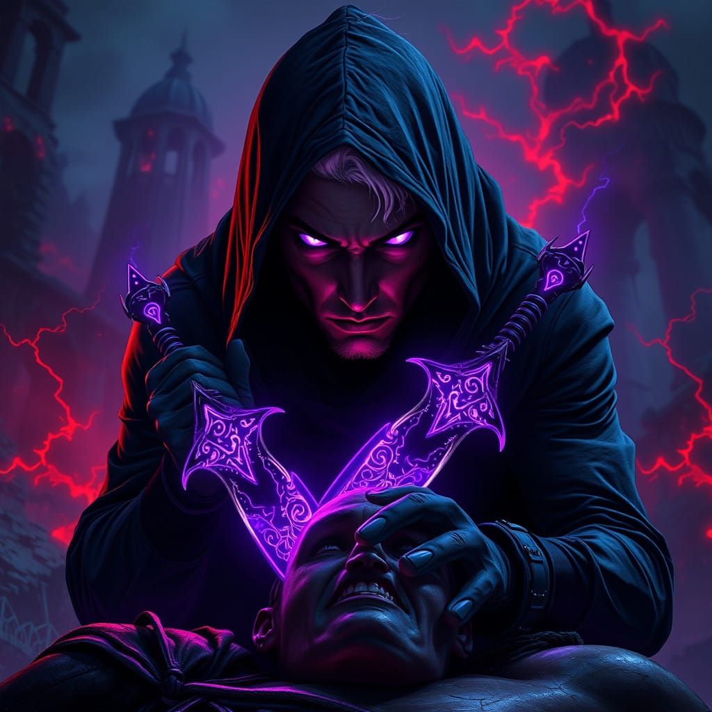 Brooding Soulknife Rogue in Dark Fantasy Setting