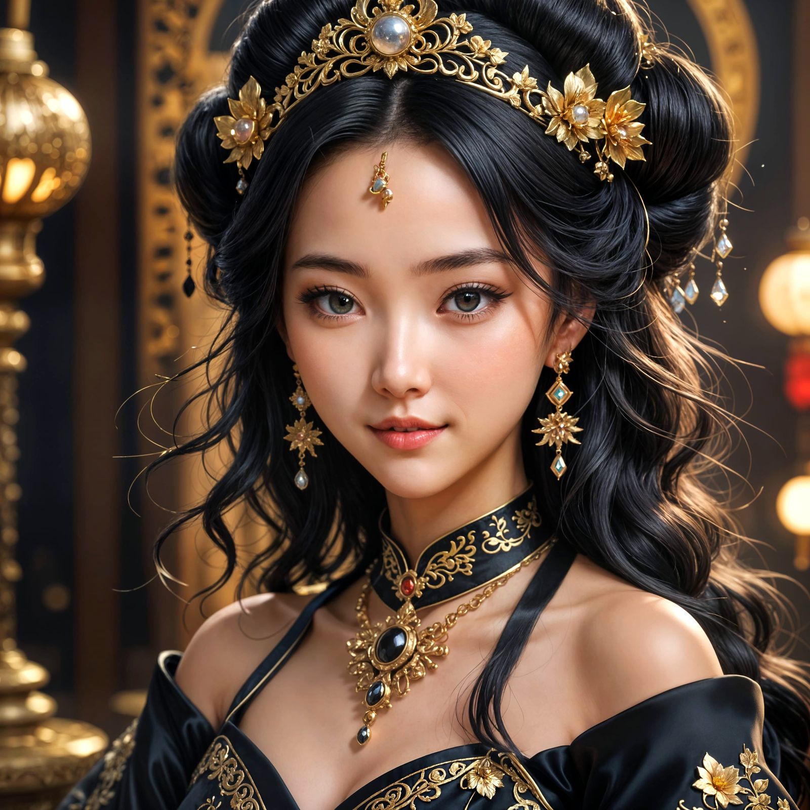 Breathtaking 3D Anime Goddess in Lavish Black Silk