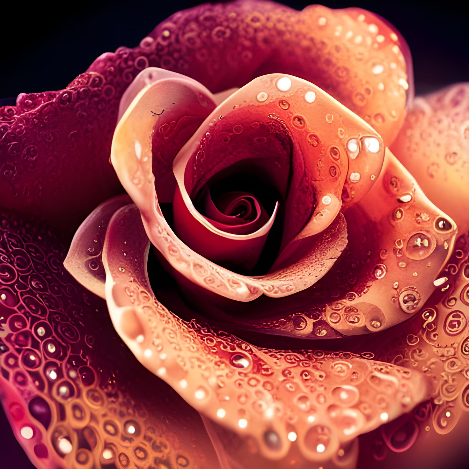 Glowing Rose with Transparent Petals in Macro Photography