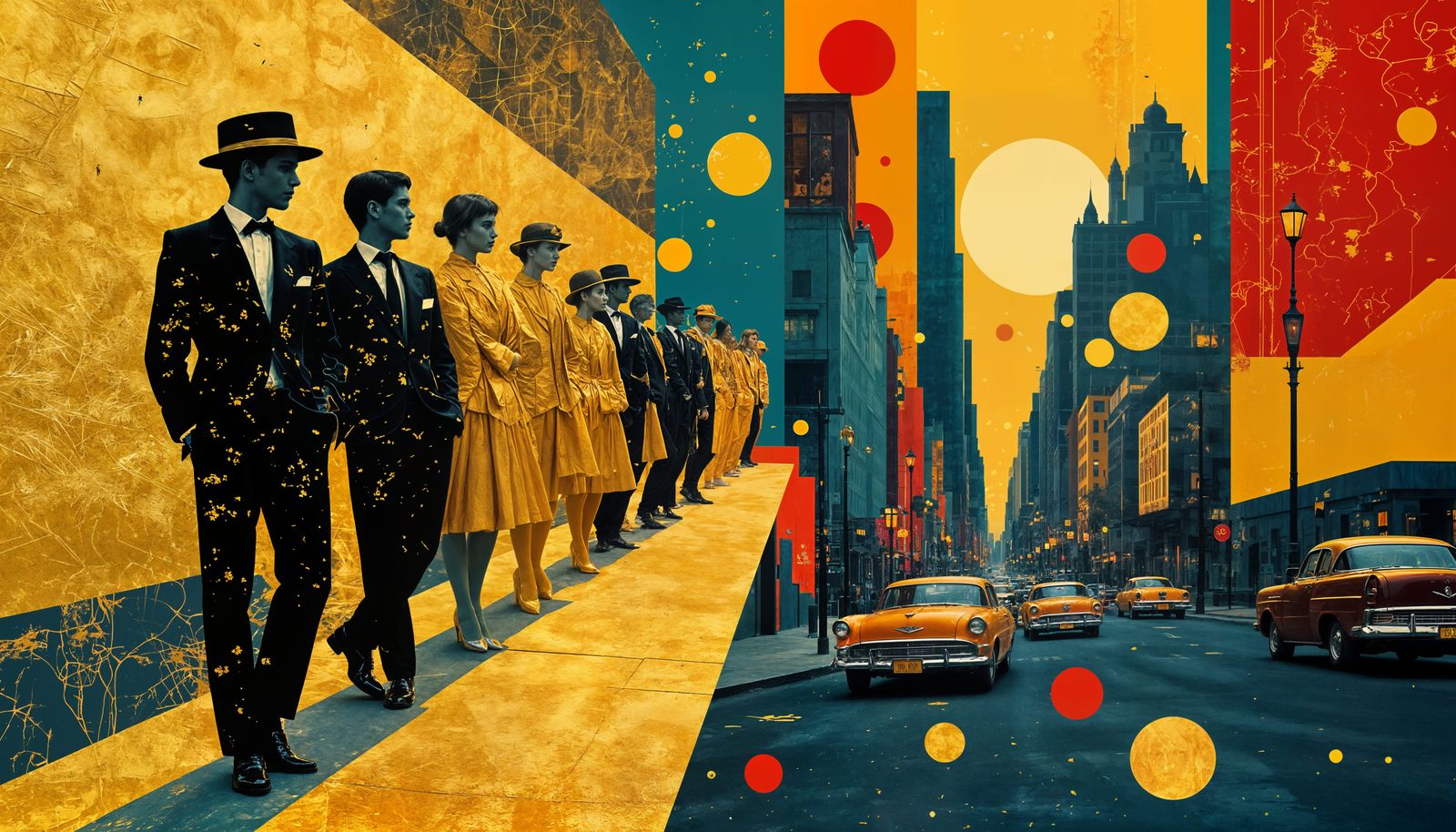 Golden Boys and Girls in Surreal Urban Collage