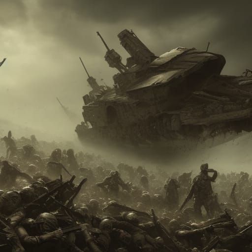 Apocalyptic War Scene in Dark Fantasy Style